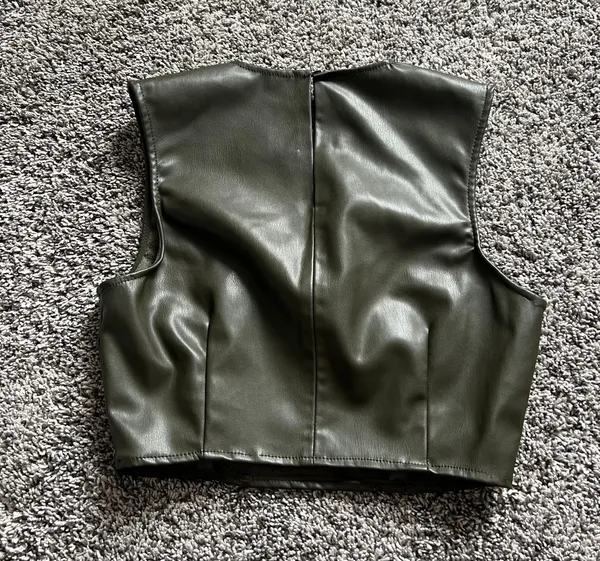 ZARA Leather Cap Sleeve Top - Image 3
