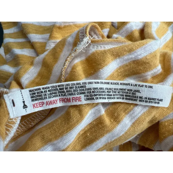 Free People Beach Women's Striped Shirt Dress Size Small Belted Yellow White‎ - Image 9