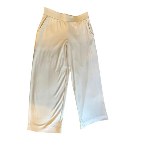 Haven Well Within White Knit Lounge Pants Small Wide Leg Travel Cotton - Image 6