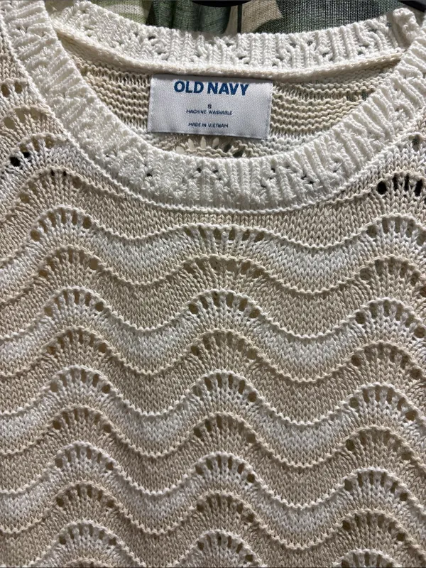 Old Navy Cream Crochet Knit Sleeveless Midi Dress - Image 2