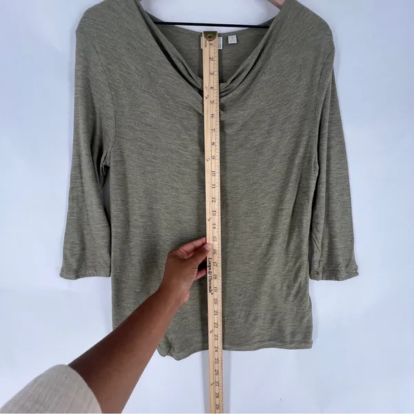 Holistia Olive Green‎ Cowl Neck 3/4 Sleeve Lightweight Soft Modal Tencel Top S - Image 11
