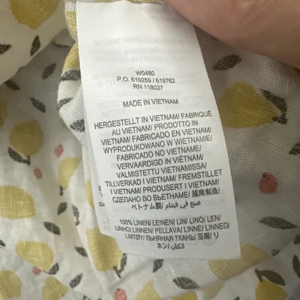 Boden Lemon Print Sleeveless Top 100% Linen Lagenlook Preppy Boho Women's 8 - Image 4