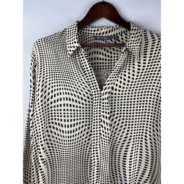 Women’s Ulla Popken Size 16/18 Cream Beige Black Patterned Blouse - Image 2