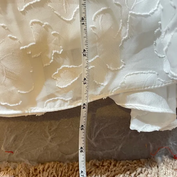 1144 | White Floral Textured Puff Sleeve Romantic‎ Midi Dress Women Size 8 - Image 5