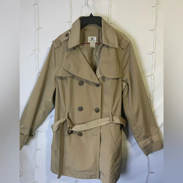 omen's Tan Trench Coat Size 2X - Image 2