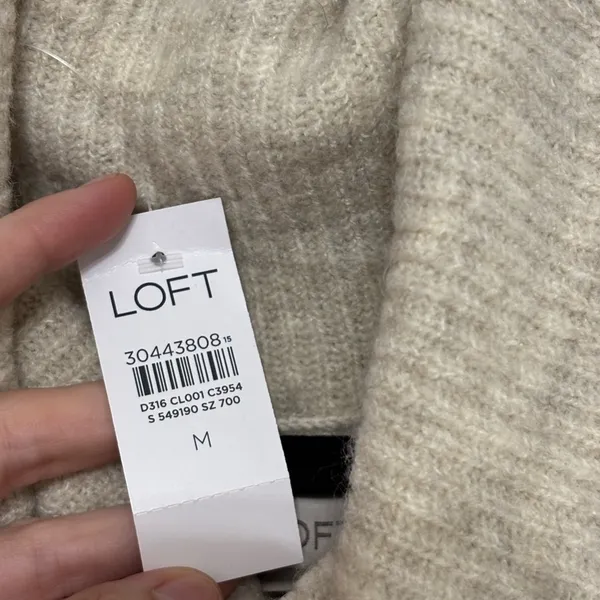 NEW LOFT Cowl Neck Soft Lightweight Sweater Dress in Ivory / Off White - Size M - Image 4