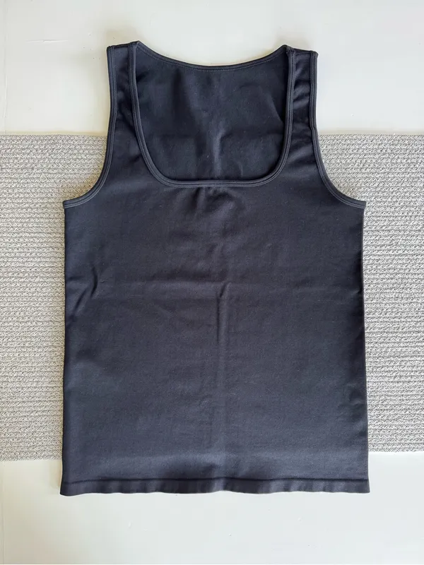 Amazon Black Square Neck Heavyweight Stretch Nylon Tank Top Sz Large - Image 2