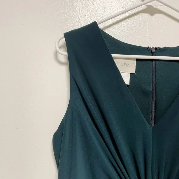 BHLDN Green Sleeveless Draped V-Neck Maxi Dress - Image 4