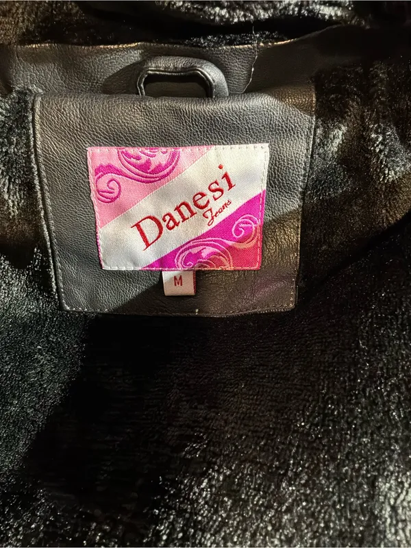 Danesi Black Hooded Faux Leather Jacket Size M - Image 5