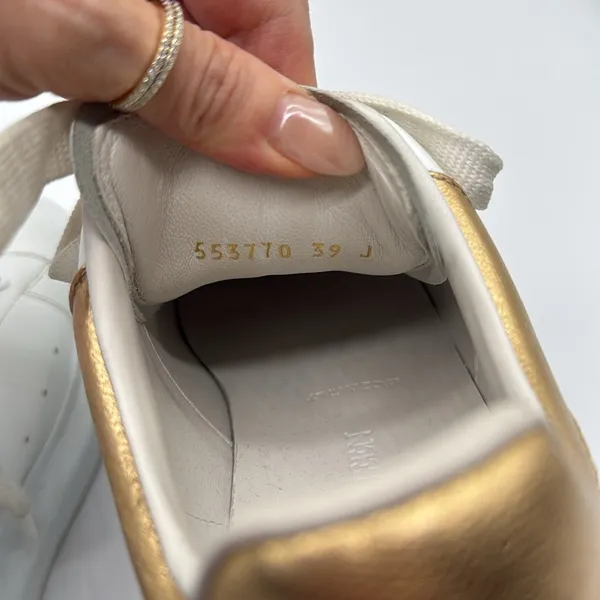 Alexander McQueen Metallic Gold & White Oversized Lace Up Sneakers Size 39 - Image 10