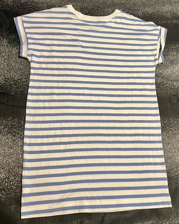 Womens medium petite GAP Blue/White Striped Pocket T-Shirt Dress-Casual Mini - Image 2