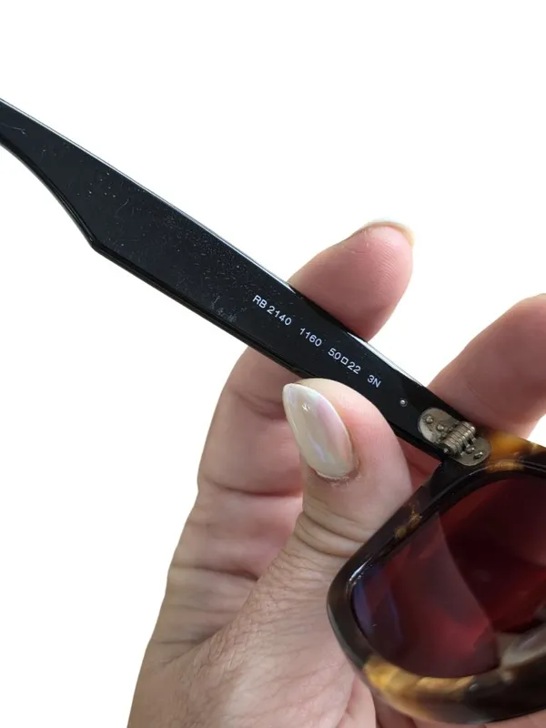 Ray-Ban Wayfarer RB2140 Sunglasses Tortoise Frame Red Lenses Italy Handmade - Image 4