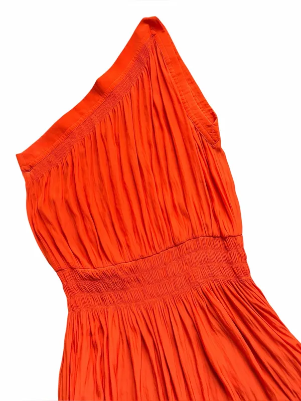 Ramy Brook Leila One Shoulder Blouson Mini Dress Orange Size Medium - Image 3