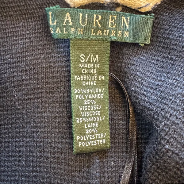 Ralph Lauren Ruana Wrap S/M‎ Black Sweater Cape Wrap Retails $285 - Image 3