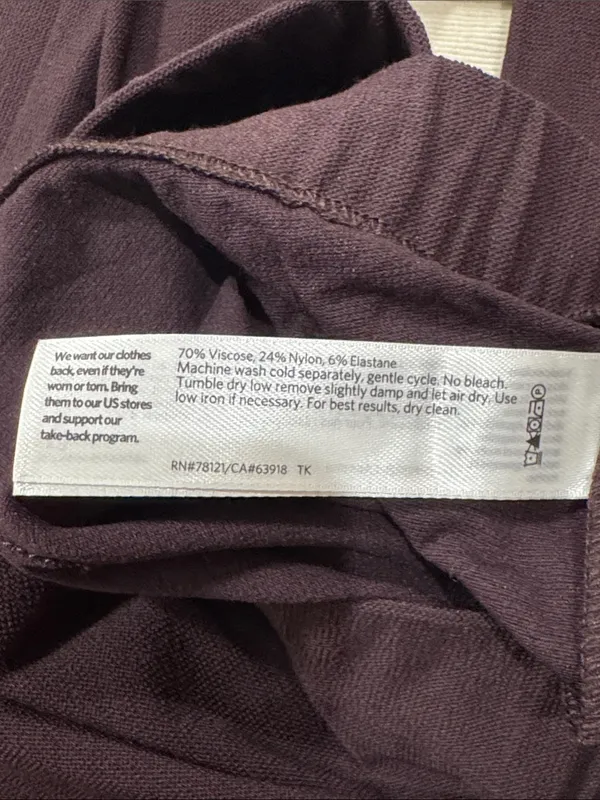 Eileen Fisher Easy Fit Cassis Washable Stretch Crepe Straight Ankle Pants size S - Image 9