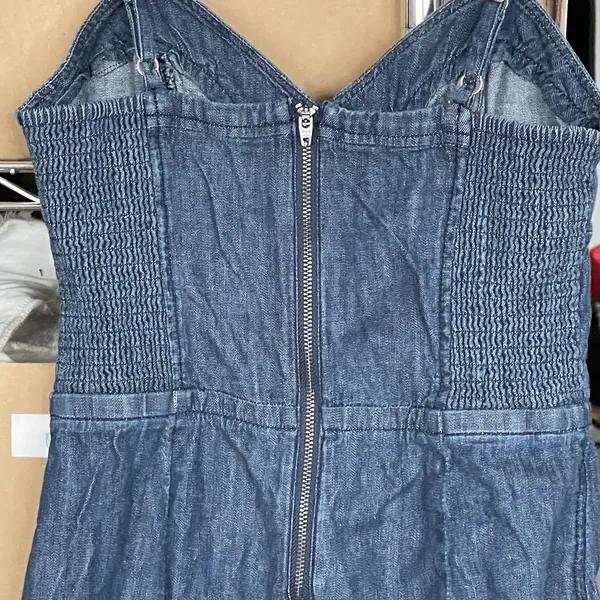 Express Womens Chambray Jumpsuit Sz 0 Boho Coastal Grandma Trouser Romper Y2k - Image 5