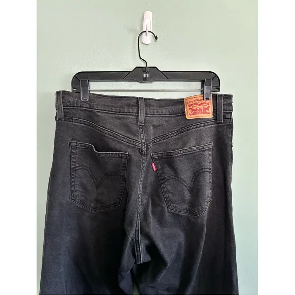 Levi's Jeans Women Sz 32 Black Dark Ribcage Straight Ankle Button Fly Pants - Image 6