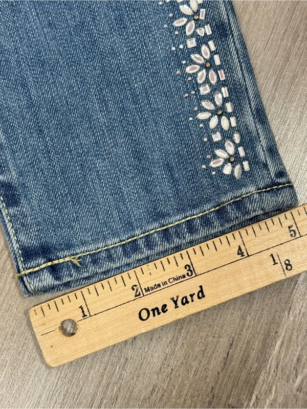 Abercrombie & Fitch Rhinestone Jeweled Distressed Skinny‎ Jeans Blue 4 - Image 13
