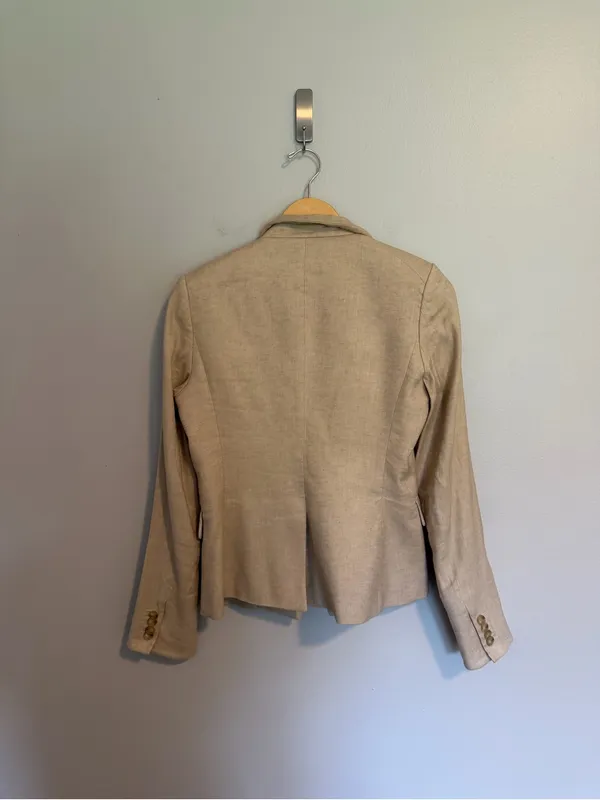 Veronica Beard Linen Blend Upcollar Dickey Blazer in Tan size 6 - Image 6