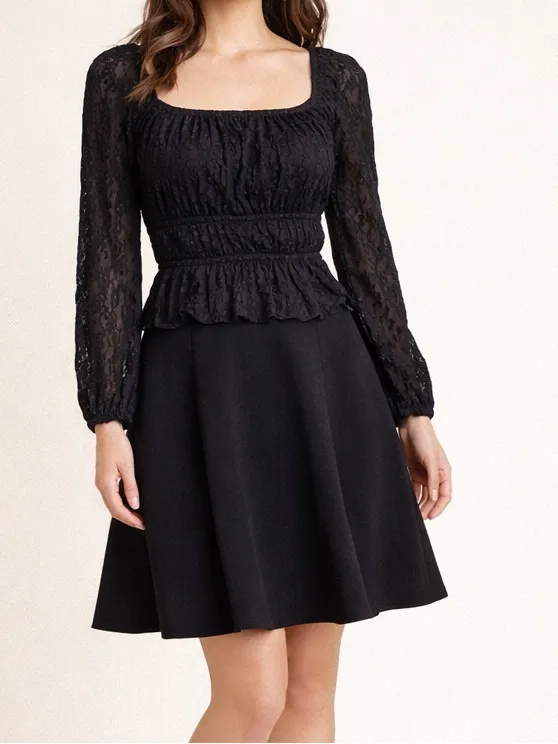 Black Lace Peplum Long - Image 6