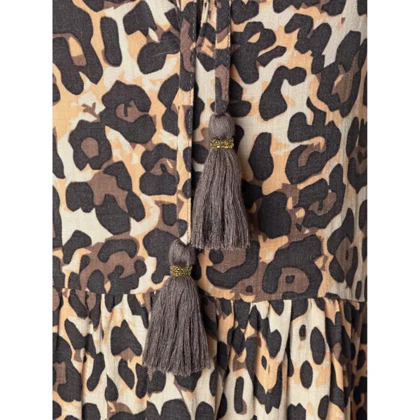 Especia Palmar Leopard Dress Women Small Brown Tassel Tiered Mini Animal‎ Anthro - Image 8