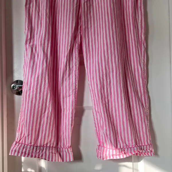 Bon‎ Artis Pink Striped Cat Embroidery Pajama Set 100% Cotton Women’s Size 1 - Image 11