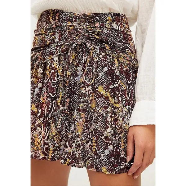 Free People Womens Animal Print Boho Flowy Mini Skirt Brown‎ Size 2 NWT - Image 3