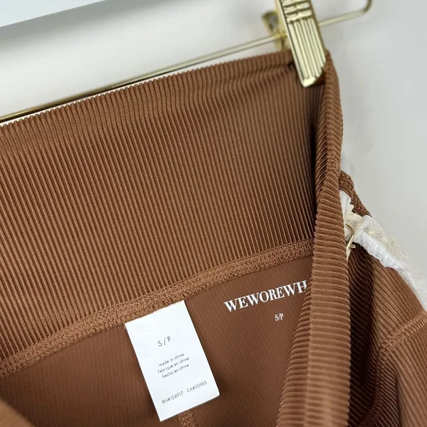 WeWoreWhat Chain High Rise Legging Ribbed Brown Stretch Athleisure Small NWT - Image 11