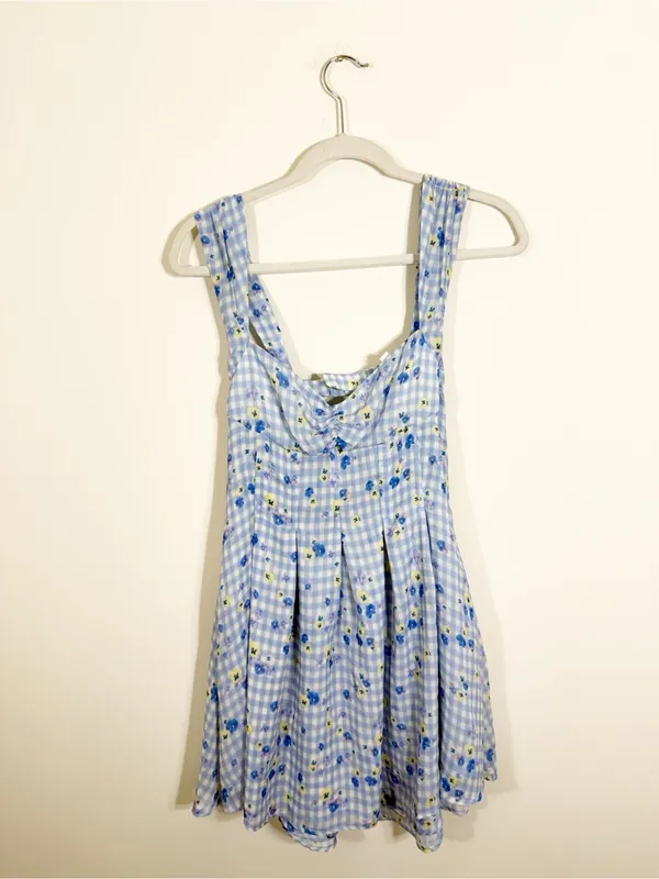 For Love and Lemons August Mini Plaid Dress Small - Image 4