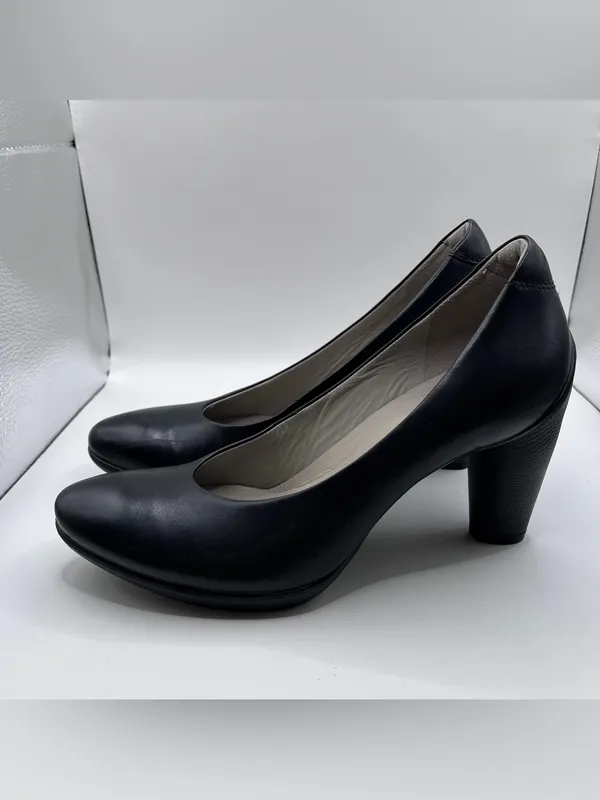 Ecco Shoes Womens Sz 38 US 7-7.5 Sculptured 75 Black Leather Pumps - Image 4