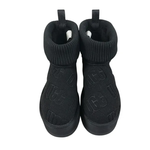 UGG Classic Mini Platform Felted Sheepskin Boots Sz 7 Black Cozy Y2K City Girl - Image 6