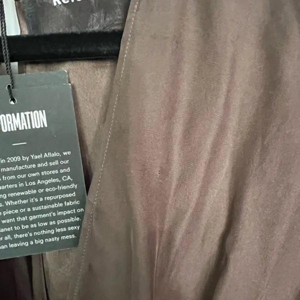 Reformation Rosalina Cocoa Brown‎ Silk Long Sleeve High Low V-Neck Maxi Dress Sm - Image 4