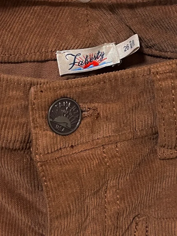 Faherty Corduroy Patch Pocket Wide Leg Pants 26 Cognac - Image 3