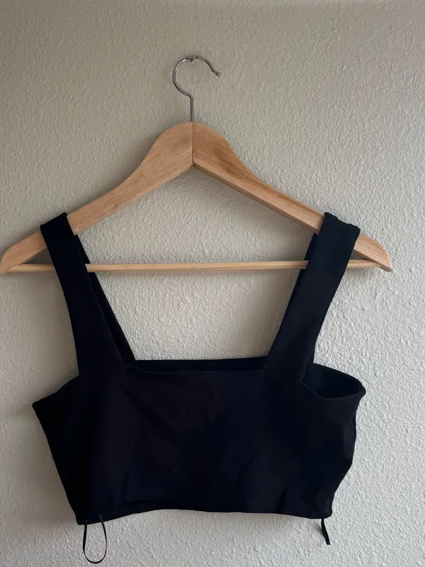 ZARA Black Square Neck Crop Top - Image 3