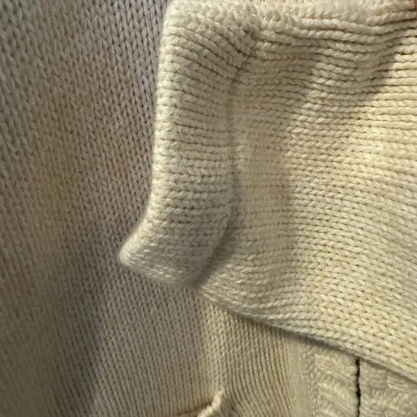 L.L. Bean‎ Womens Zip Up Cardigan Sweater Knit Large White Cotton - Image 3