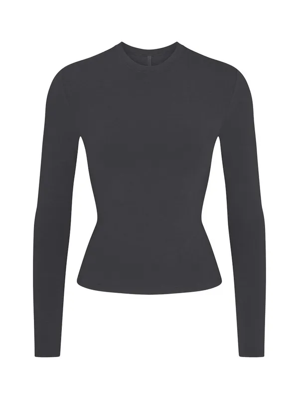 Skims Cotton Jersey Long Sleeve T-Shirt in Soot Size Medium New with tag - Image 2