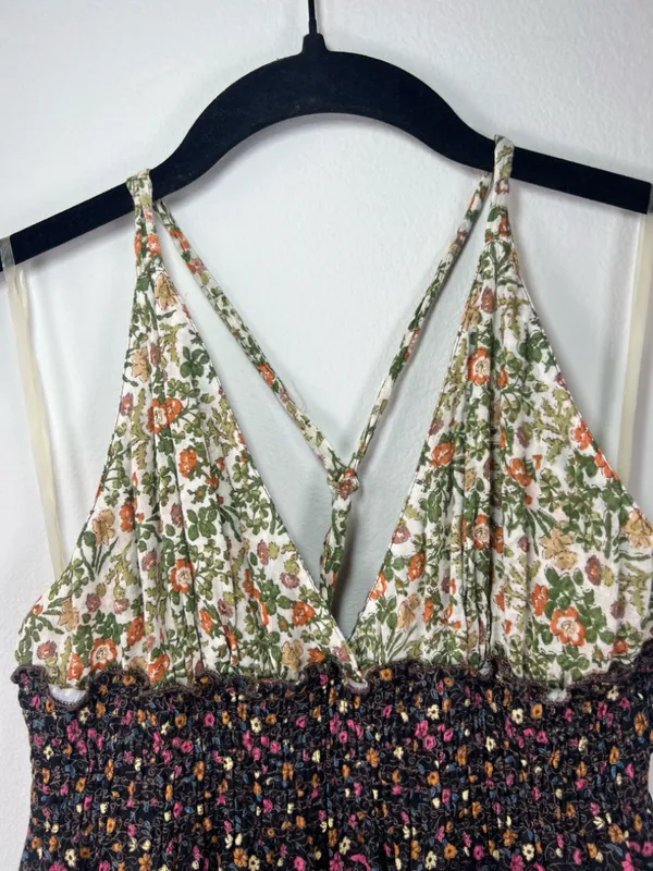 Romeo & Juliet Couture Floral Patchwork Maxi Dress Neutral Cottagecore Boho Med - Image 3