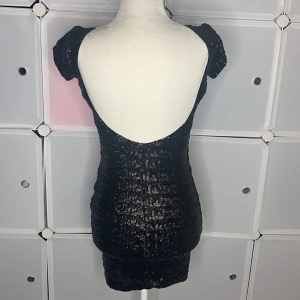 Free People Backstage Fever Black Sequin Mini Dress Size XXS - Image 4