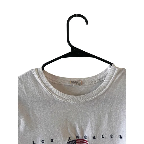 John Galt White Los Angeles Cropped Short Sleeve Tee Women Sz XS - Image 5