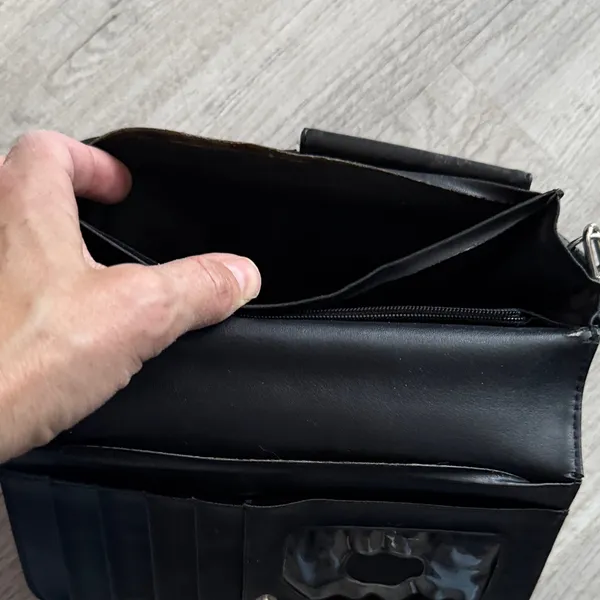 Wilsons Leather Black Mini Bag with Gold Plaque - Image 6