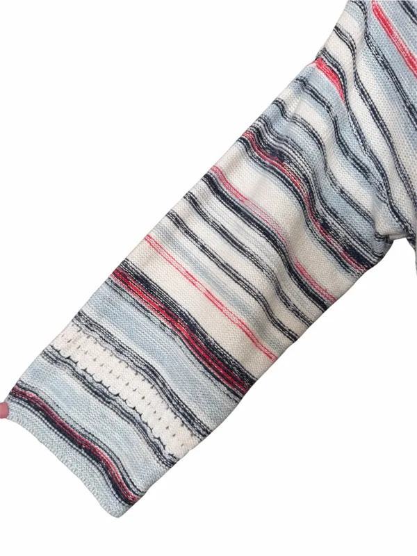NATURAL LIFE Striped Hoodie Tunic - White, Navy & Pink - Image 3