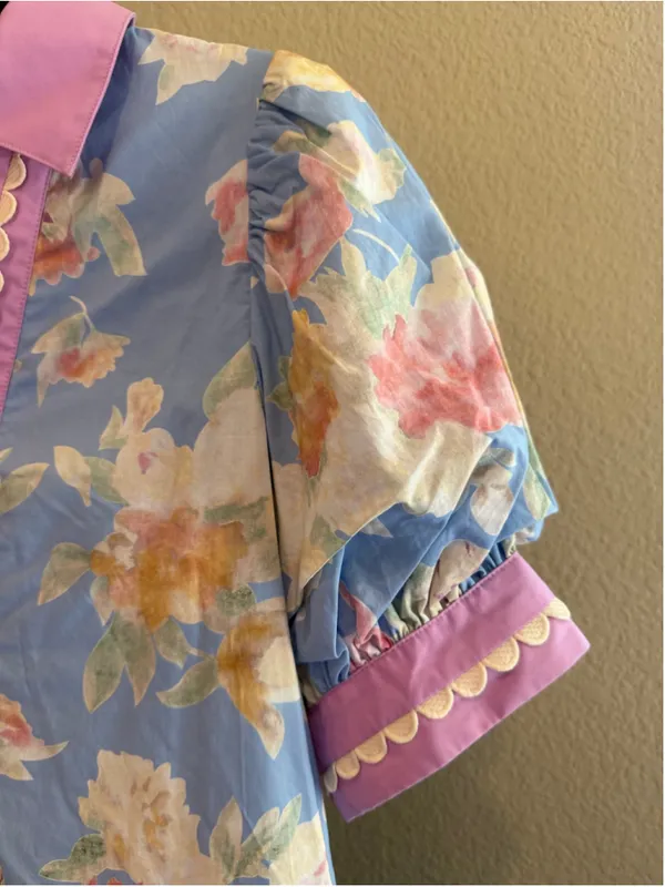 Women's Entro Floral Babydoll Mini Dress Size S Blue and Pink - Image 6