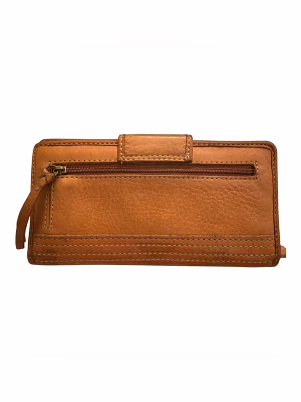 Fossil Cognac Leather Wallet with Brass Logo Stud - Image 2