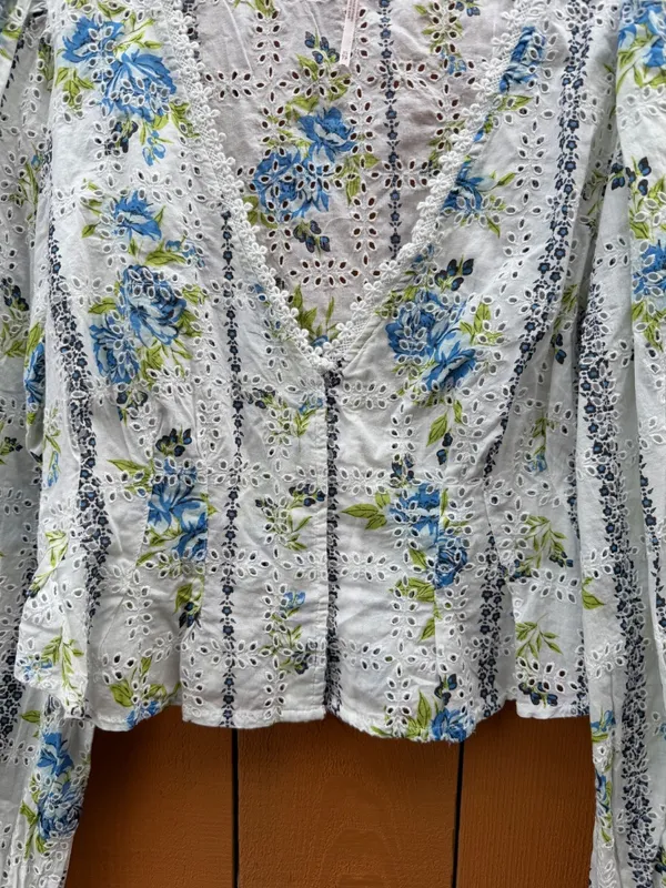 Free People Blossom Floral Eyelet Blouse - Image 2