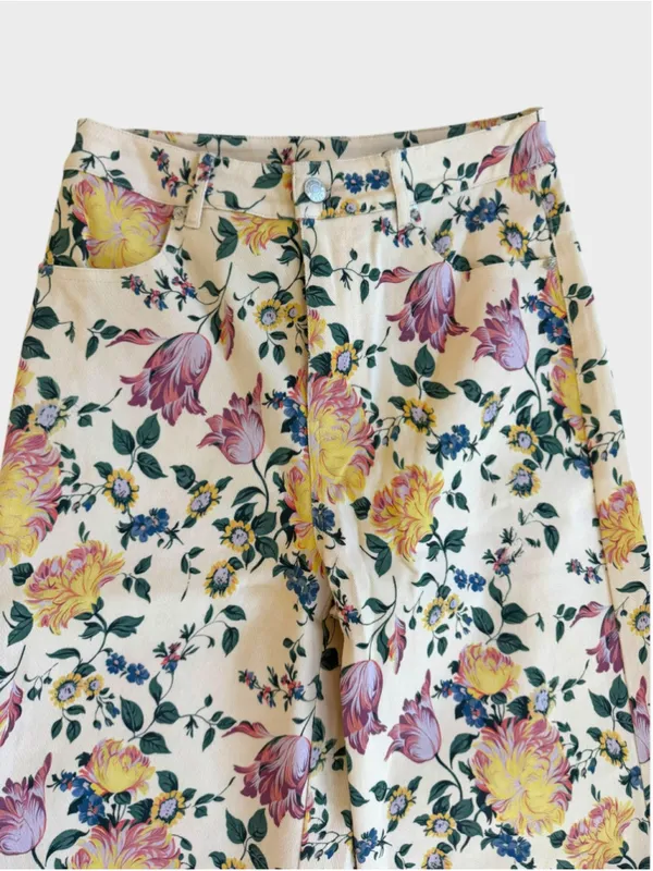 Entro Floral Print Wide Leg Pants Size S - Image 3