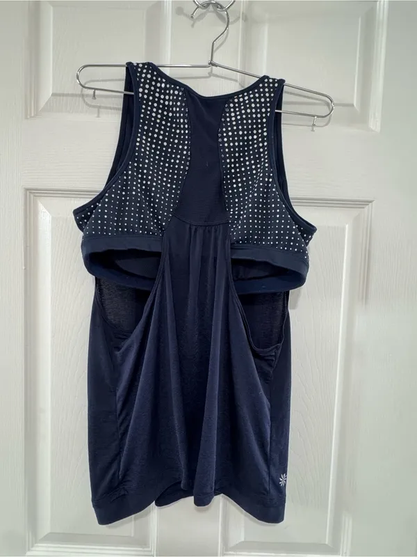 Athleta Menorca Supercharged Tank Top Navy Blue Built-In Shelf Bra - Image 3