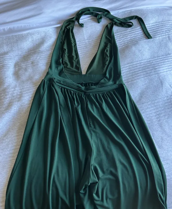Urban Outfitters Halter Plunge Green Jumpsuit - Image 3