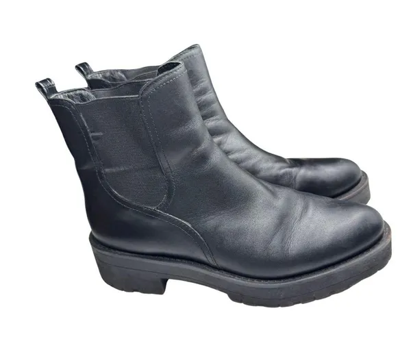 Sam Edelman Justina Chelsea Black Ankle Boots with Platform Sole 10 leather moto - Image 7