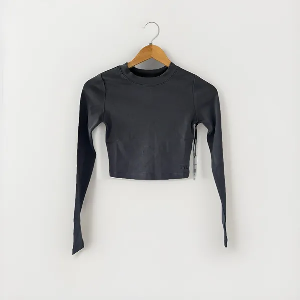 NWT IVL Collective Cotton Jersey Cropped Top‎ Women's Gray XS Athletic Gym - Image 2
