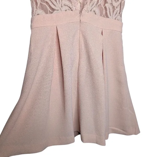 BCBG Womens Blush Pink Lace V-Neck Mini Pleated Dress‎ Romantic Shower Wedding - Image 10